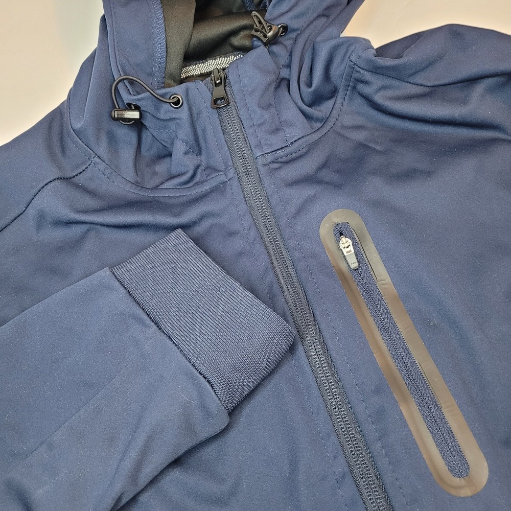 Mondetta Jacket Men XL Dark‎ Blue Full Zip Hooded Water Resistant Pockets